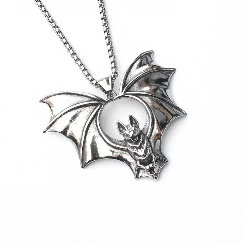 Stainless Steel Bat Pendant Necklace