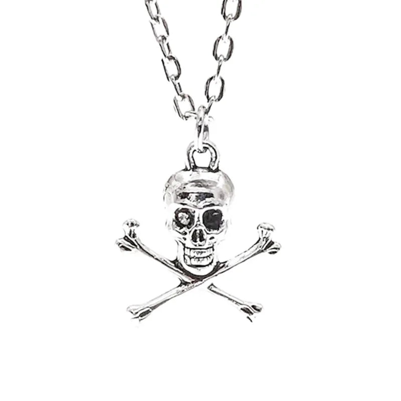 Skull Pendant Necklace Vintage Chain Grunge Jewellery Y2K Aesthetic Fairy Star