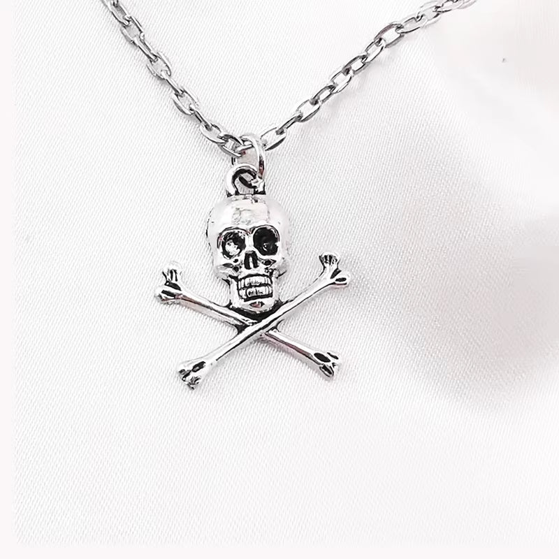 Skull Pendant Necklace Vintage Chain Grunge Jewellery Y2K Aesthetic Fairy Star